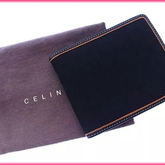 Celine Wallet Purse Bifold Macadam Black Brown Woman Authentic Used - Picture 1 of 11